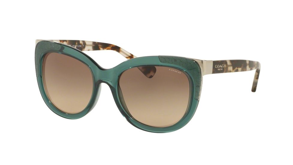 Coach L152 HC8171 Single Vision Prescription Sunglasses HC8171-5370D0-56 - Lens Diameter 56 mm, Frame Color Crystal Teal/snow Leopard Tort