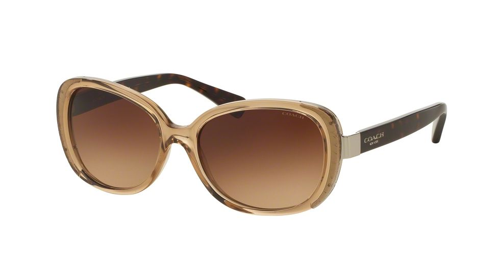 Coach L153 HC8172 Single Vision Prescription Sunglasses HC8172-536913-56 - Lens Diameter 56 mm, Frame Color Crystal Light Brown/Dark Tortoise