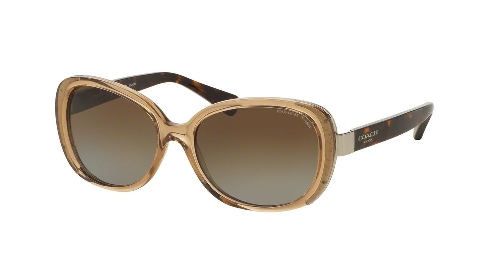 Coach L153 HC8172 Single Vision Prescription Sunglasses HC8172-5369T5-56 - Lens Diameter 56 mm, Frame Color Crystal Light Brown/Dark Tortoise