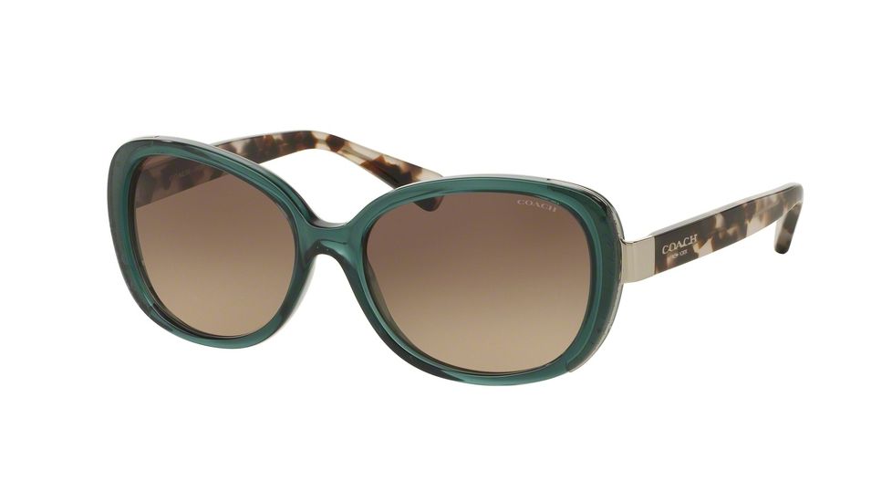 Coach L153 HC8172 Single Vision Prescription Sunglasses HC8172-5370D0-56 - Lens Diameter 56 mm, Frame Color Crystal Teal/snow Leopard Tort