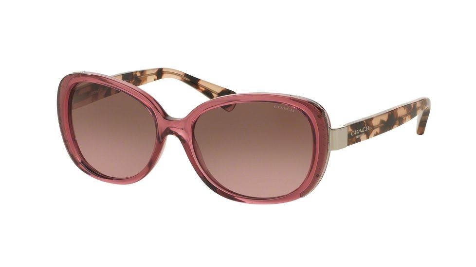 Coach L153 HC8172 Single Vision Prescription Sunglasses HC8172-537114-56 - Lens Diameter 56 mm, Frame Color Crystal Berry/Peach Tortoise