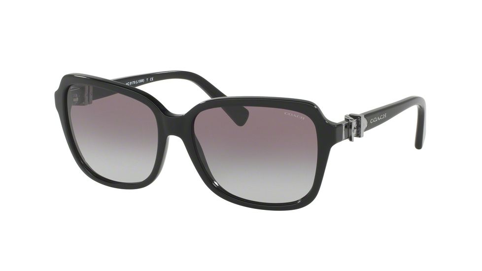Coach L1599 HC8179F Sunglasses 500211-58 - Black Frame, Light Grey Gradient Lenses