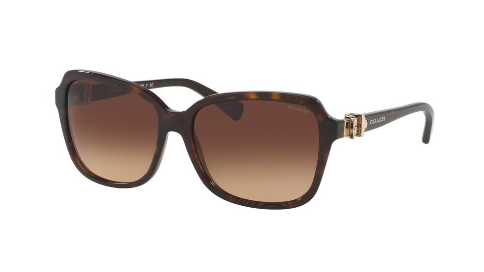 Coach L1599 HC8179F Sunglasses 512013-58 - Dark Tortoise Frame, Brown Gradient Lenses