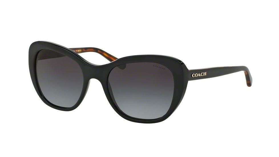 Coach L1631 HC8204 Sunglasses 544211-52 - Black/Black Tortoise Frame, Light Grey Gradient Lenses