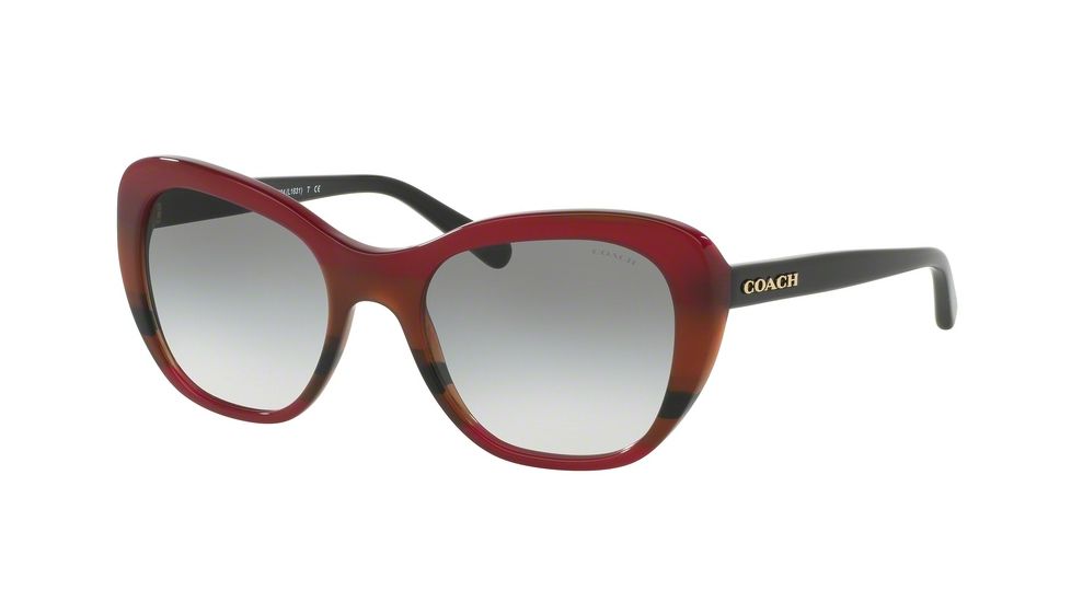 Coach L1631 HC8204 Sunglasses 54458E-52 - Aubgn Cognac Varsity Stripe Frame, Green Gradient Lenses