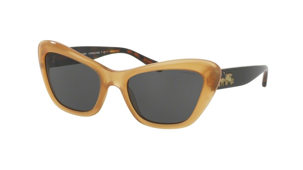 Coach L1632 HC8205 Single Vision Prescription Sunglasses HC8205-544680-56 - Lens Diameter 56 mm, Frame Color Amber/ Black Tortoise