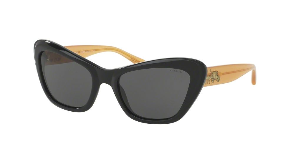Coach L1632 HC8205 Single Vision Prescription Sunglasses HC8205-544880-56 - Lens Diameter 56 mm, Frame Color Black Amber