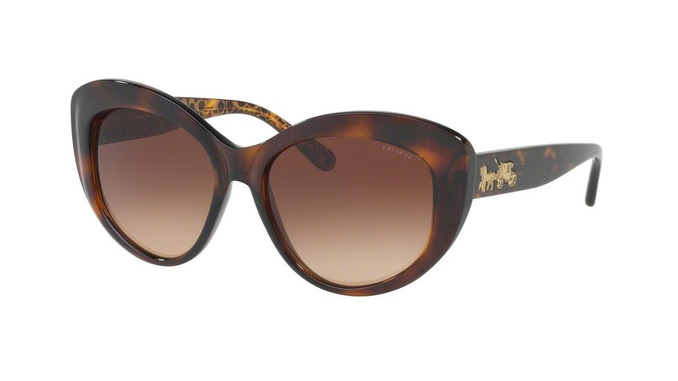 Coach L1633 HC8206 Single Vision Prescription Sunglasses HC8206-539413-55 - Lens Diameter 55 mm, Frame Color Dark Tort/Dark Tort Gold Sig C