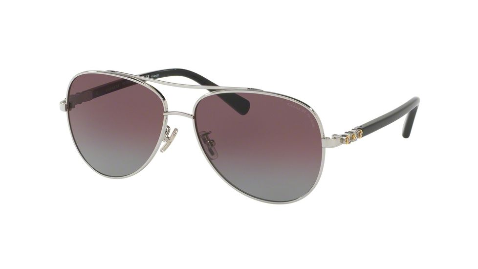 Coach L1636 HC7072B Progressive Prescription Sunglasses HC7072B-901562-59 - Lens Diameter 59 mm, Frame Color Silver / Black