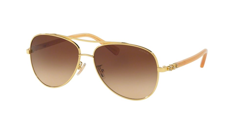 Coach L1636 HC7072B Progressive Prescription Sunglasses HC7072B-930513-59 - Lens Diameter 59 mm, Frame Color Gold Amber