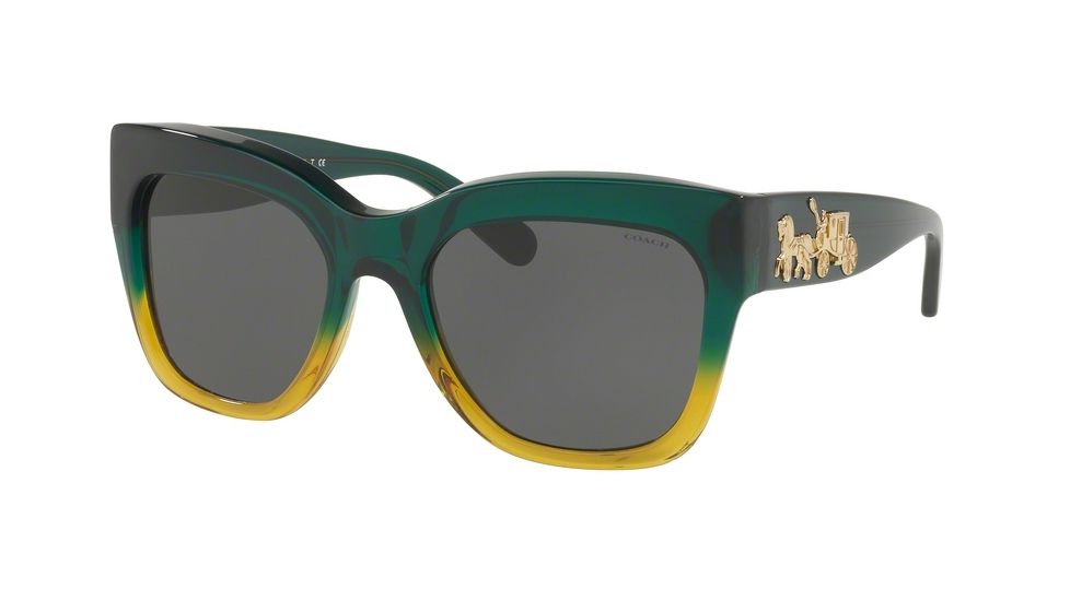 Coach L1649 HC8213 Single Vision Prescription Sunglasses HC8213-548387-56 - Lens Diameter 56 mm, Frame Color Emerald Mustard Gradient