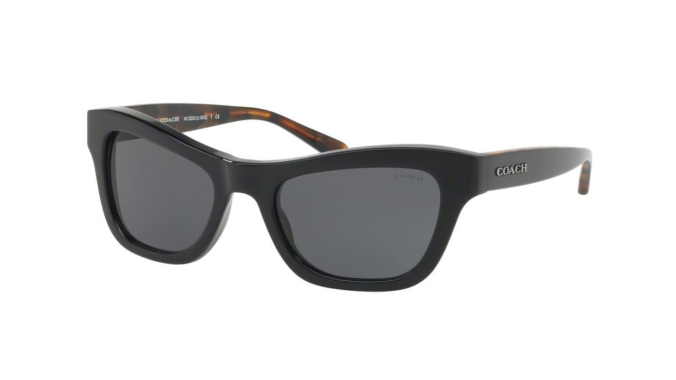 Coach L1653 HC8223 Sunglasses 548787-53 - Black Frame, Dark Grey Solid Lenses