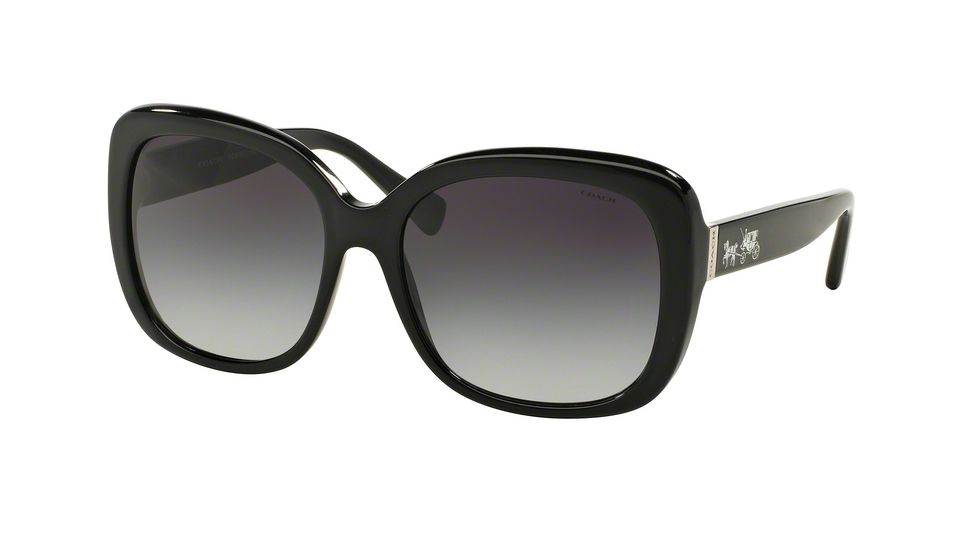 Coach L559 HC8158F Sunglasses 500211-58 - Black Frame, Light Grey Gradient Lenses
