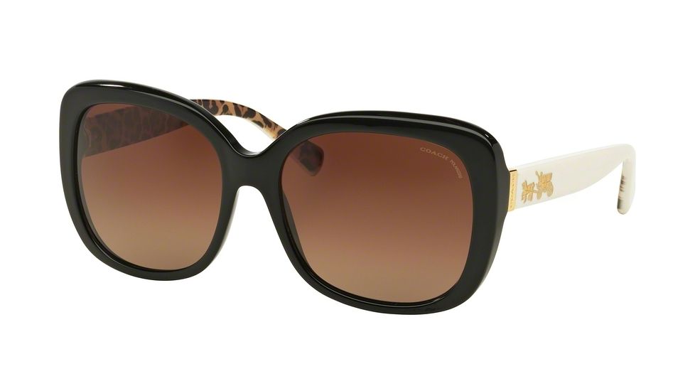 Coach L559 HC8158F Sunglasses 5336T5-58 - Black/Ivory Wild Beast Frame, Brown Gradient Polar Lenses