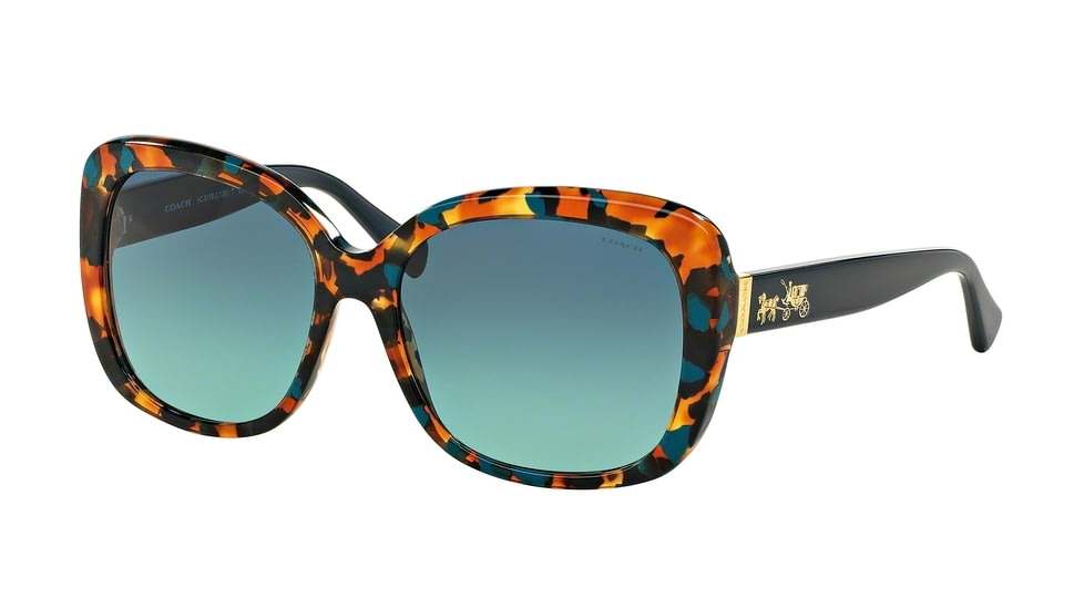 Coach L559 HC8158F Sunglasses 53374S-58 - Teal Confetti/Teal Frame, Teal Gradient Lenses