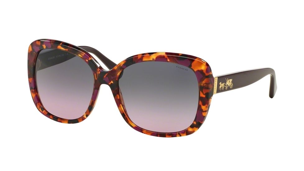 Coach L559 HC8158F Sunglasses 533990-58 - Purple Confetti/Purple Frame, Grey Purple Gradient Lenses