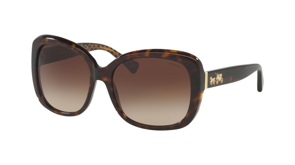 Coach L559 HC8158F Sunglasses 539413-58 - Dark Tort/Dark Tort Gold Sig C Frame, Smoke Gradient Lenses