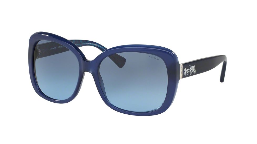 Coach L559 HC8158F Sunglasses 539717-58 - Milky Navy/Milky Navy Sig C Frame, Grey Blue Gradient Lenses