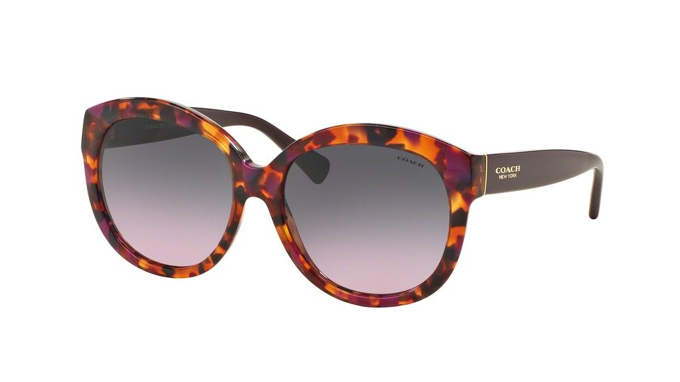 Coach L561 HC8159F Sunglasses 533990-55 - Purple Confetti/Purple Frame, Grey Purple Gradient Lenses