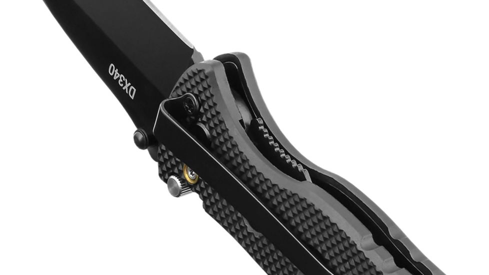 Coast DX340 Tactical Folding Knife, 3.5in Blade, Black,Clam C19CP