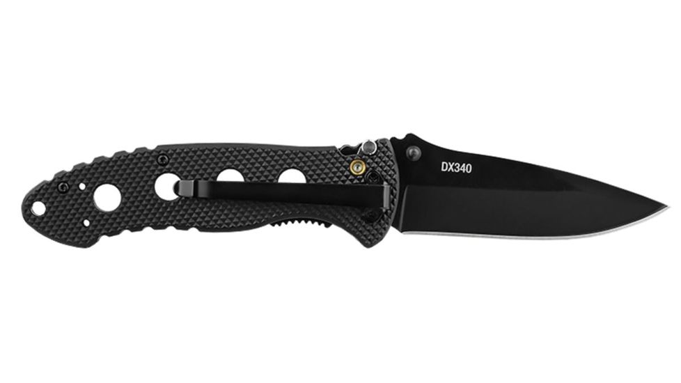 Coast DX340 Tactical Folding Knife, 3.5in Blade, Black,Clam C19CP