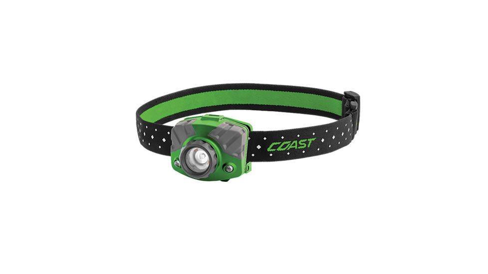 Coast FL75 Dual Color Pure Beam Focusing Headlamp, 435 Lumens, 3 x AAA, Green, 20615