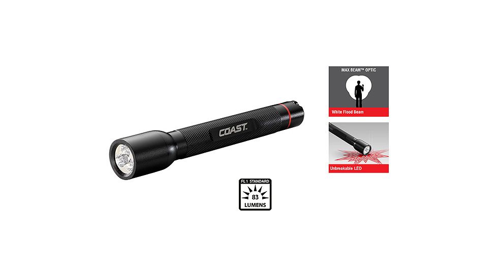 Coast G25 Flashlight, Black, 2 AA Batteries, 83 Lumens CT-19355