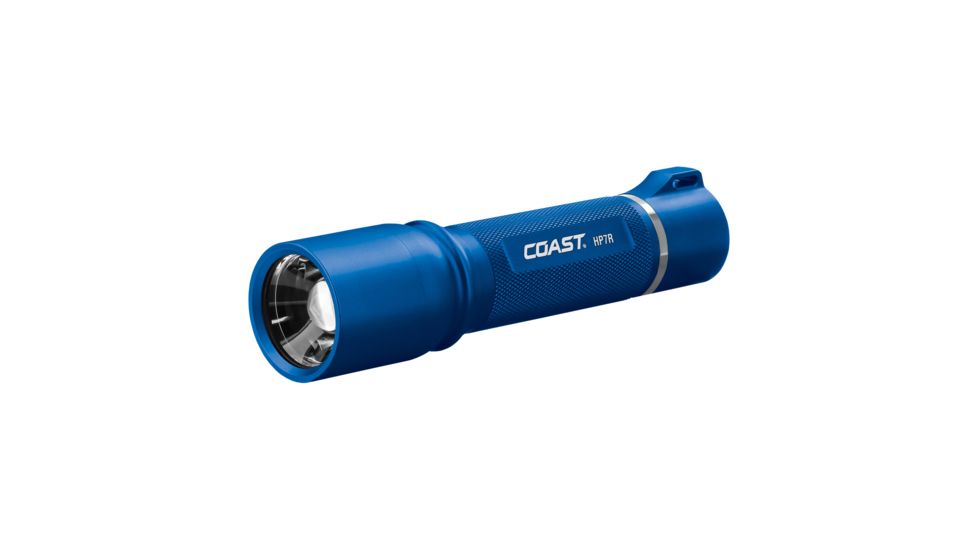 Coast HP7R Rechargeable Long Distance Focusing Flashlight, 300 Lumens, Li-Ion Pack/4 x AAA, Blue, 21527
