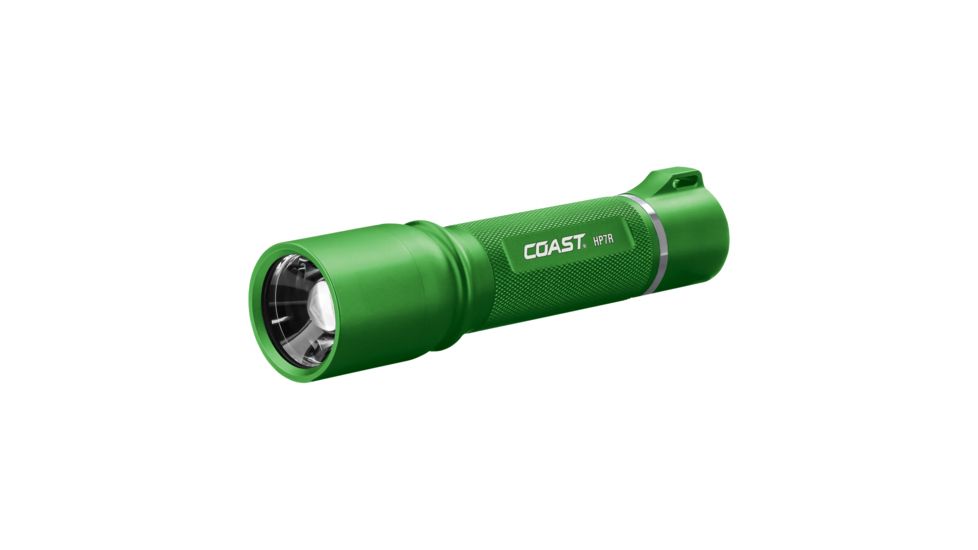 Coast HP7R Rechargeable Long Distance Focusing Flashlight, 300 Lumens, Li-Ion Pack/4 x AAA, Green, 21528