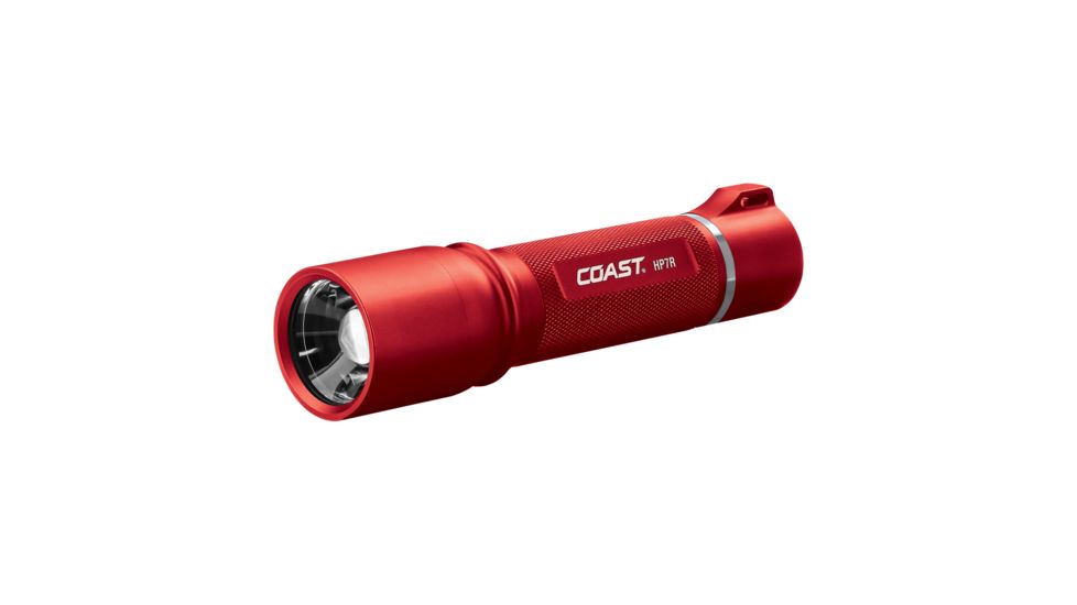 Coast HP7R Rechargeable Long Distance Focusing Flashlight, 300 Lumens, Li-Ion Pack/4 x AAA, Red, 21526