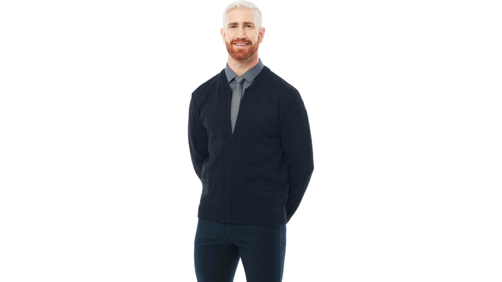 Cobmex Crew Neck Long Sleeve Zip Front Cardigan With Pockets - Ribbed Waistband And Cuffs, Navy - 4010NVXS