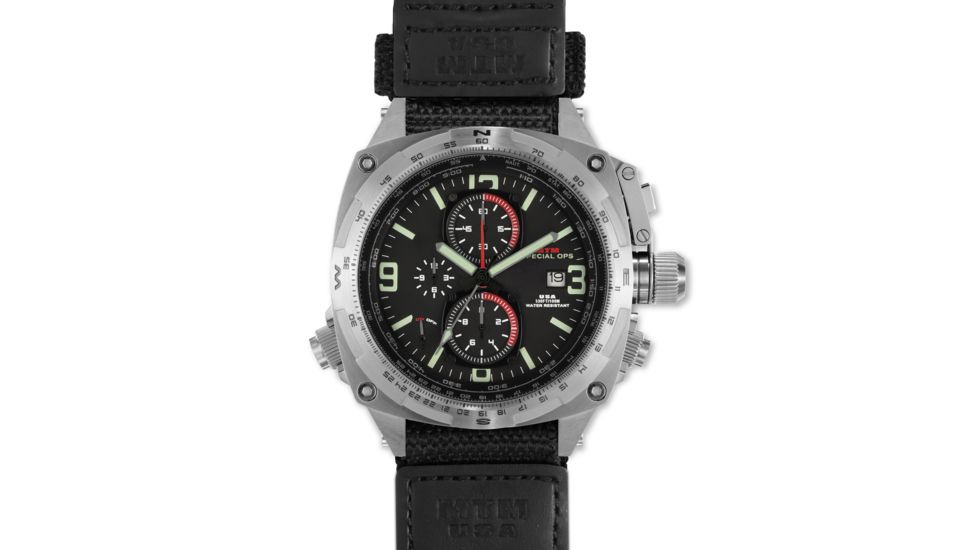Cobra 44mm Silver Titanium Case, Black Dial, Ballistic Velcro I