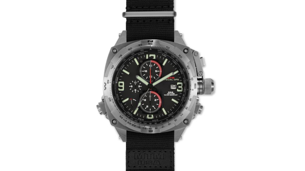 Cobra 47.5mm Silver Titanium Case, Black Dial, Black Nylon Strap Band