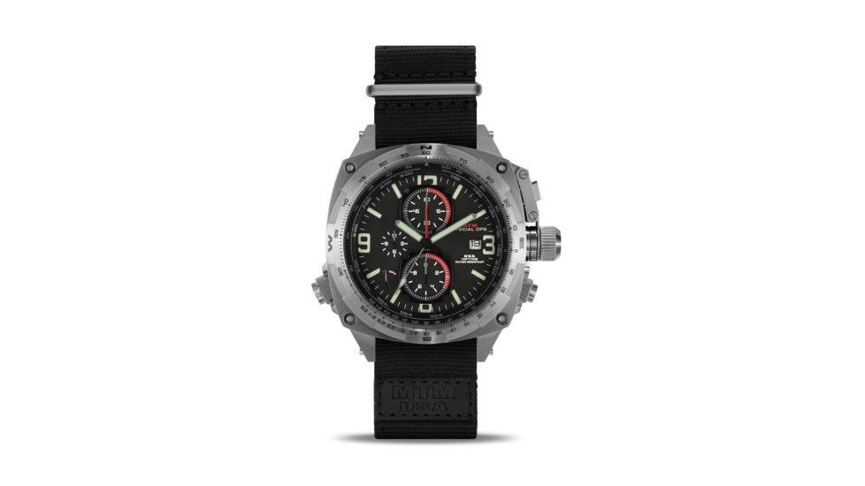 Cobra 47.5mm Silver Titanium Case, Black Dial, Black Nylon Strap Band