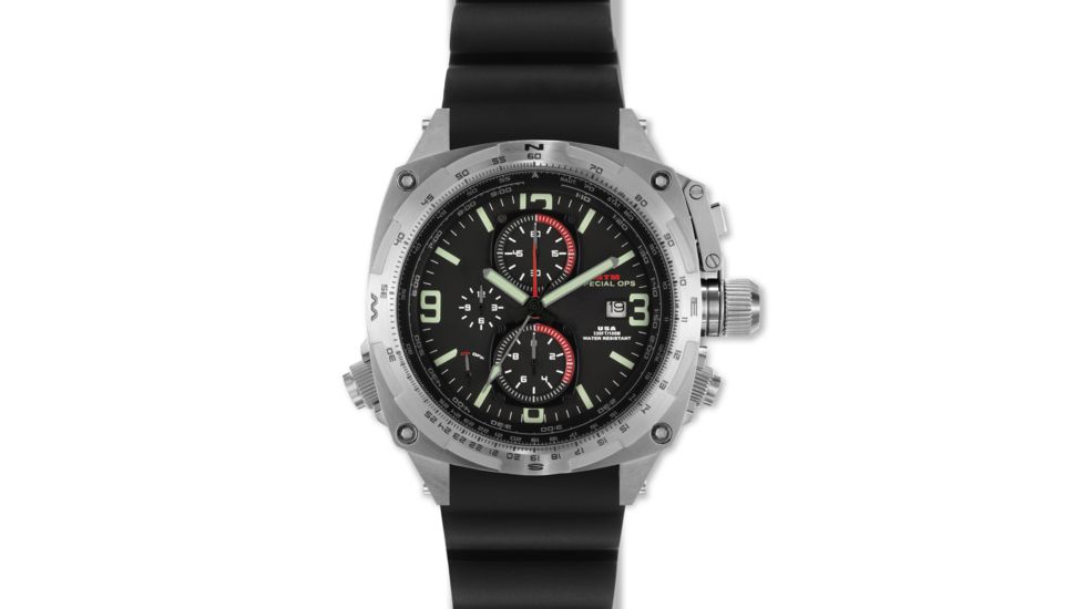 Cobra 47.5mm Silver Titanium Case, Black Dial, Black Rubber 1 Band
