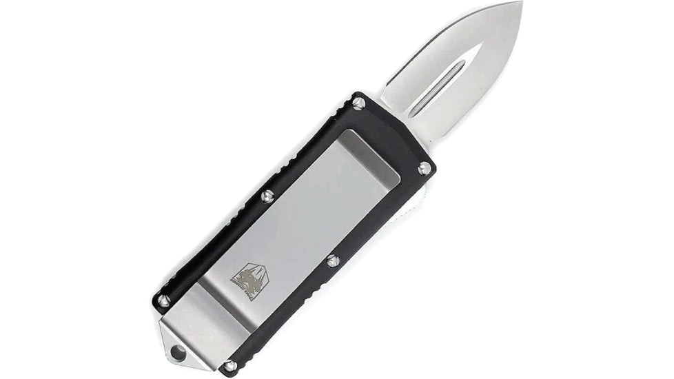 CobraTec Knives Money Clip OTF Automatic Folding Knives, 1.75in, D2 Steel, Plain Blade, Black Handle, BLKMCOTF