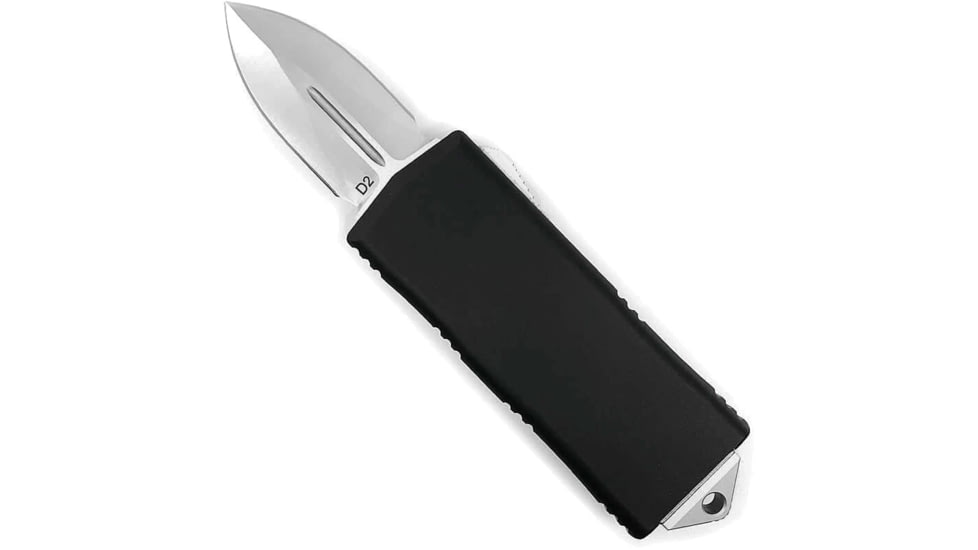CobraTec Knives Money Clip OTF Automatic Folding Knives, 1.75in, D2 Steel, Plain Blade, Black Handle, BLKMCOTF