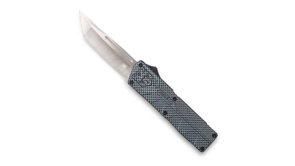 CobraTec Knives Lightweight OTF Automatic Folding Knives, 3.25in, D2 Steel, Tanto Non-Serrated, Carbon Fiber Handle, CFCTLWTNS