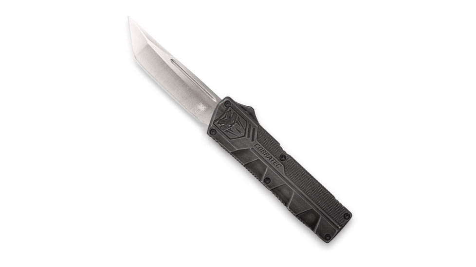 CobraTec Knives Lightweight OTF Automatic Folding Knives, 3.25in, D2 Steel, Tanto Non-Serrated, Stonewash Handle, SWCTLWTNS