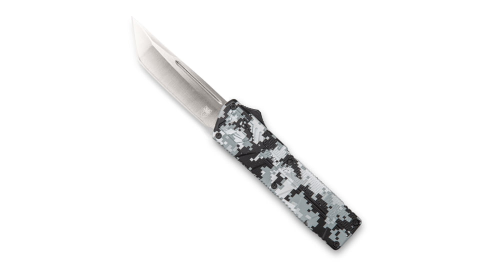 CobraTec Knives Lightweight OTF Automatic Folding Knives, 3.25in, D2 Steel, Tanto, Aluminum Alloy, Winter Digi Camo Handle, WDCCTLETNS