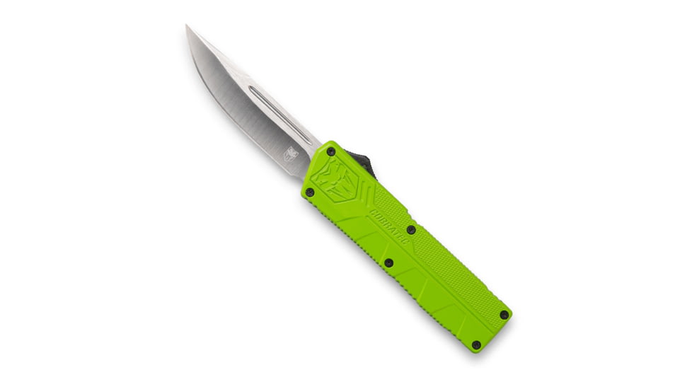 CobraTec Knives Lightweight OTF Automatic Folding Knives, 3.25in, D2 Steel, Drop Point, Zombie Green Handle, ZBGCTLWDNS