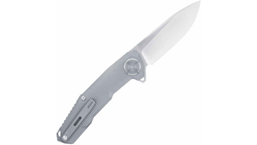 CobraTec Barracuda Titanium Button Lock Assisted Opening Folding Knife, M390, Silver, 1410097