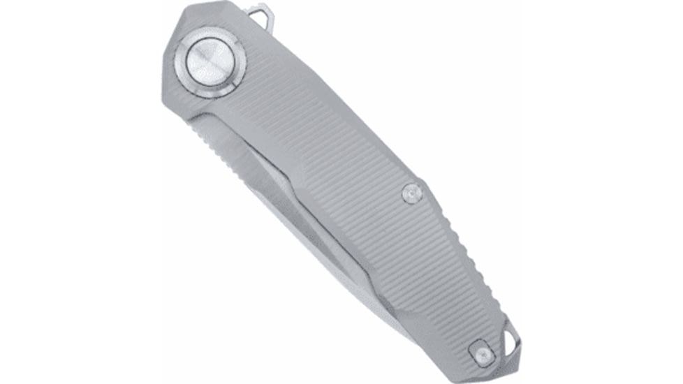 CobraTec Barracuda Titanium Button Lock Assisted Opening Folding Knife, M390, Silver, 1410097