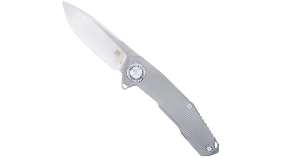 CobraTec Barracuda Titanium Button Lock Assisted Opening Folding Knife, M390, Silver, 1410097
