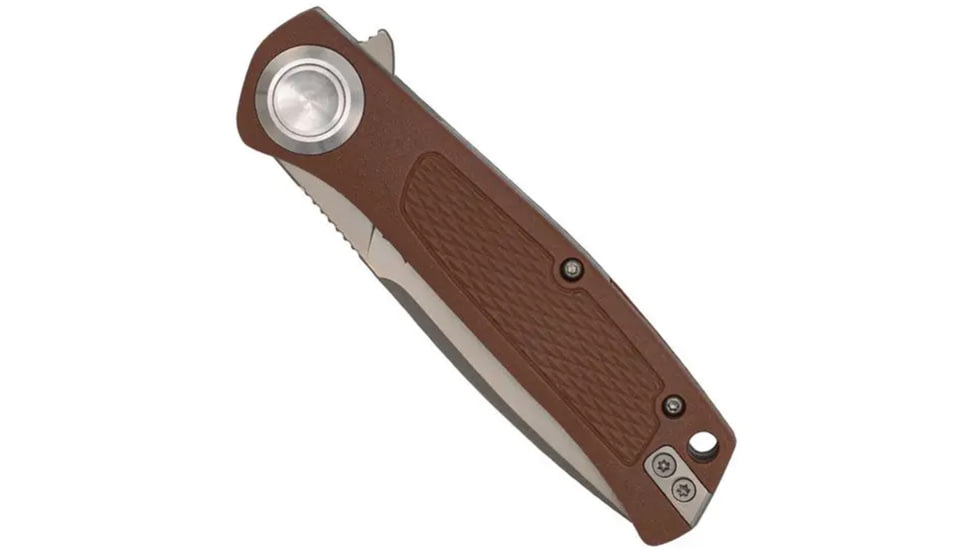 CobraTec Knives EDC Scout Button Lock Automatic Folding Knife, 3.125 in, VG10, Drop Point, Grivory, Mocha, CTSCTGRVMCHBL
