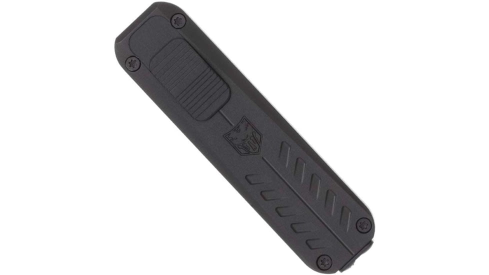 CobraTec Knives California 928SB OTF Knife, 1.75in, D2 Steel Blade, Drop Point Plain Blade, Black Anodized Aluminum Handle, CALI928SBBLKDNS