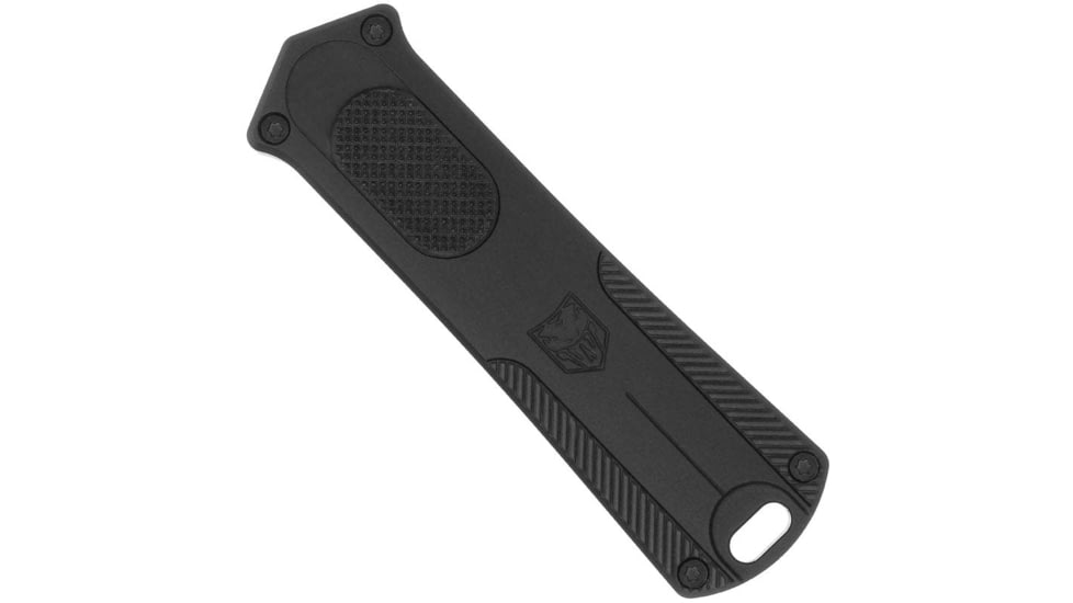 CobraTec Knives California 952 OTF Automatic Folding Knife, 1.75in, Stonewashed D2 Steel, Non-Serrated Drop Blade, Black, CALI952BLKDNS