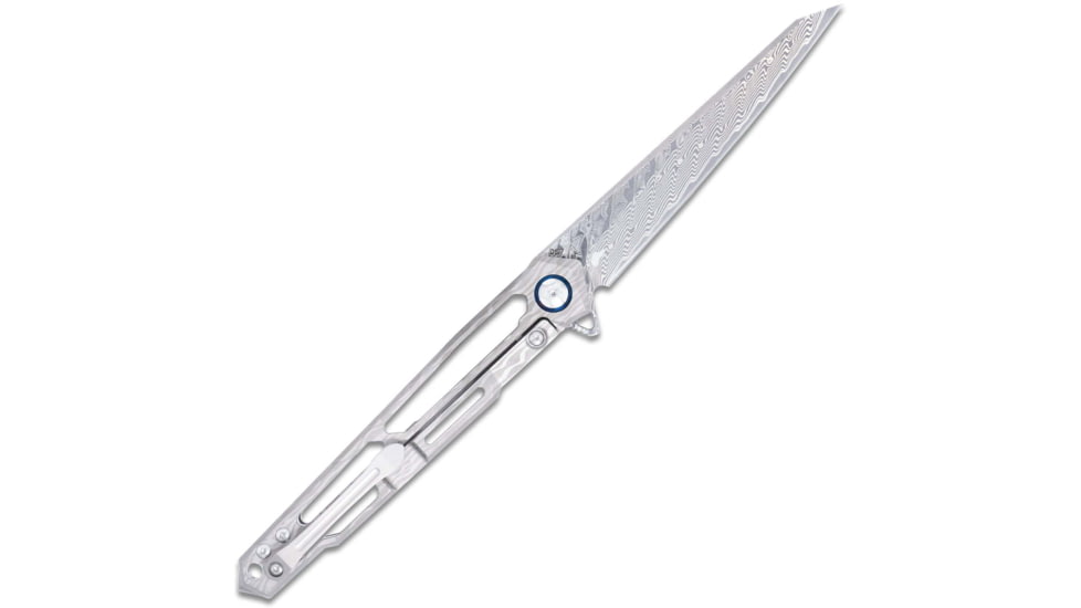 CobraTec Knives Ghost Frame Lock Damascus Wharncliffe Folding Knife, 3.875 in Blade, Damascus, CTGSTDAMWNS