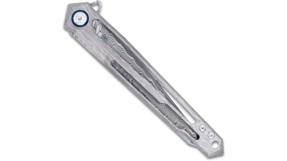 CobraTec Knives Ghost Frame Lock Damascus Wharncliffe Folding Knife, 3.875 in Blade, Damascus, CTGSTDAMWNS