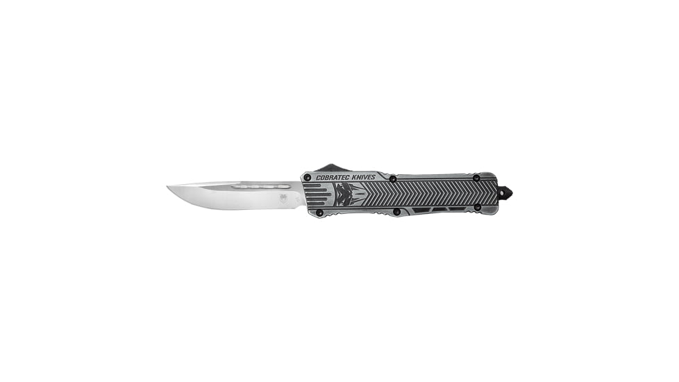 Cobratec Knives  CTK-1 Medium OTF Automatic Folding Knives, 3 in, Carbon Steel, Dagger Not Serrated, Stonewash Handle, MSWCTK1MDAGNS